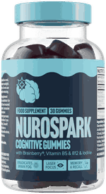 Nurospark Cognitive Brain Gummies bottle with 30 gummies, Brainberry®, vitamin B5, B12 and iodine